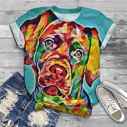 

Women's Plus Size Print Dog Graphic Animal T shirt Large Size Round Neck Short Sleeve Tops Big Size