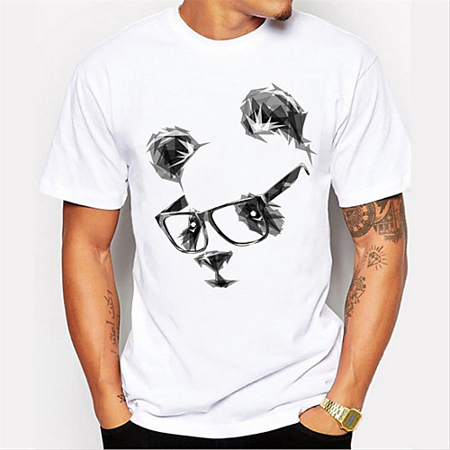 

Men's Unisex T shirt Hot Stamping Panda Animal Plus Size Print Short Sleeve Daily Tops 100% Cotton Basic Casual Black / White White Black