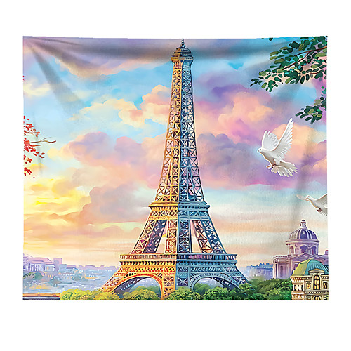 

Wall Tapestry Art Decor Blanket Curtain Hanging Home Bedroom Living Room Decoration Polyester Eiffel Tower Paris Flying Pigeon