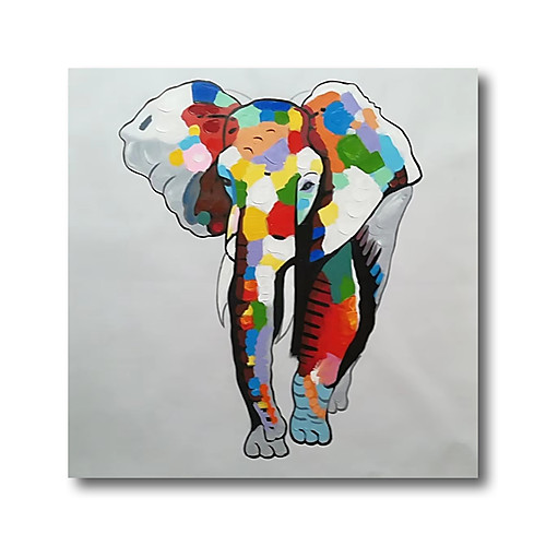 

Oil Painting Hand Painted Square Animals Pop Art Modern Stretched Canvas