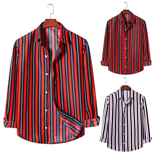 

Men's Shirt Other Prints Graphic Plus Size Long Sleeve Daily Tops Business White Red
