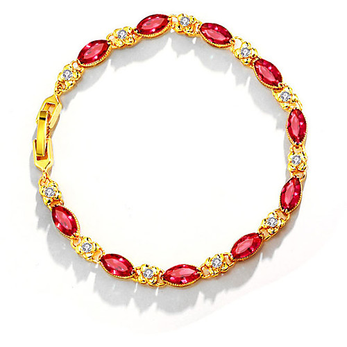 

Women's Clear Blue Green Cubic Zirconia Bracelet Geometrical Heart Stylish Simple Copper Bracelet Jewelry Red / Blue / Gold For Daily Promise