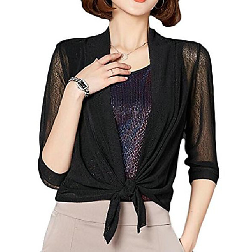 

Womens Summer Lightweight Open Cardigan Shrug Knit Top Black 2XL