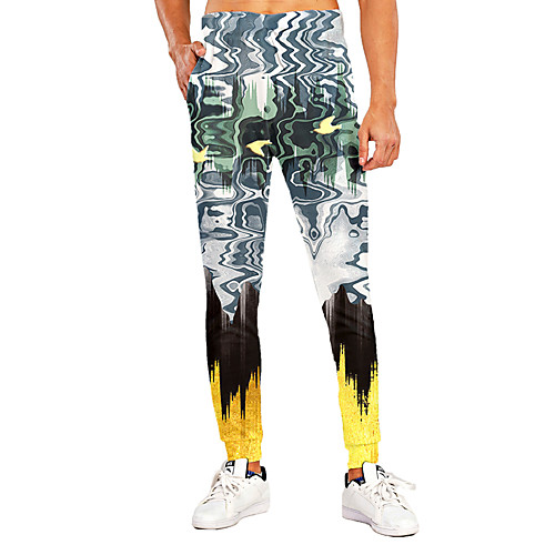 

Men's Sporty Casual / Sporty Breathable Quick Dry Sports Casual Holiday Pants Sweatpants Pants Tie Dye Graphic Prints Full Length Print Green