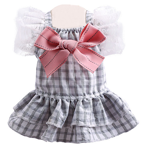 

Dog Cat Dress Plaid Bowknot Elegant Adorable Cute Dailywear Casual / Daily Dog Clothes Puppy Clothes Dog Outfits Breathable Gray Costume for Girl and Boy Dog Polyester XS S M L XL