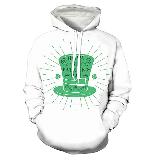 

Men's Pullover Hoodie Sweatshirt Graphic Prints Saint Patrick Day Letter Print Daily Holiday 3D Print 3D Print Hoodies Sweatshirts White