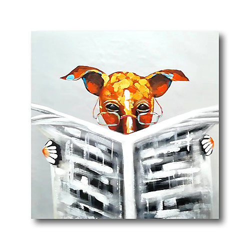 

Oil Painting Hand Painted Square Animals Pop Art Modern Stretched Canvas
