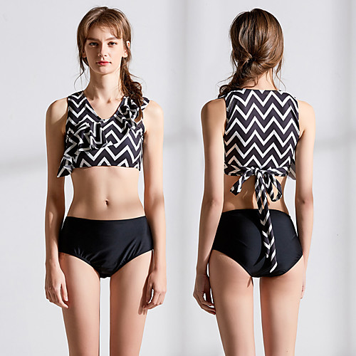 

Women's Tankini Two Piece Swimsuit Swimwear Breathable Quick Dry Sleeveless 2 Piece - Swimming Surfing Water Sports Painting Autumn / Fall Spring Summer