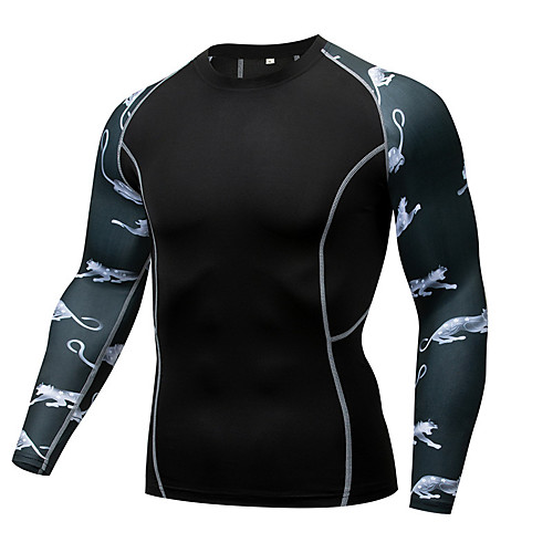 

Men's Long Sleeve Compression Shirt Tee Tshirt Top Athletic Athleisure Winter Moisture Wicking Quick Dry Breathable Gym Workout Running Active Training Jogging Exercise Sportswear Black Activewear