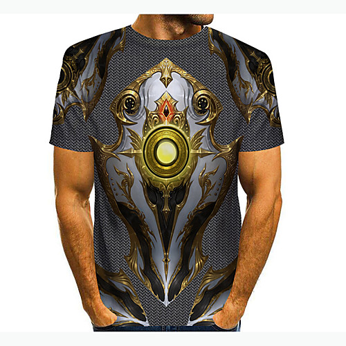 

Men's T shirt 3D Print Cartoon 3D 3D Print Short Sleeve Daily Tops Casual Fashion Gray