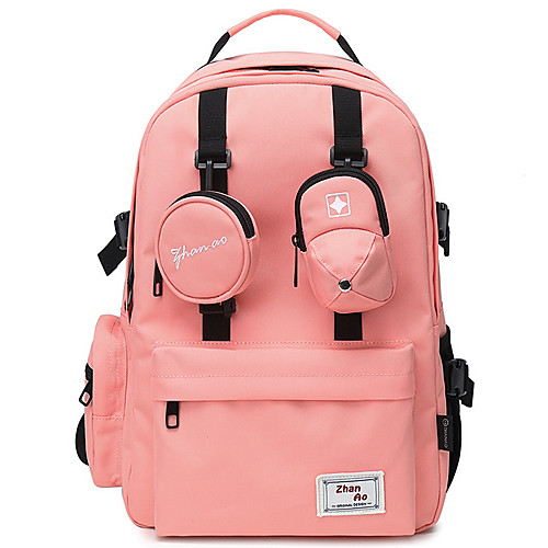 

Unisex Oxford Cloth School Bag Adjustable Large Capacity Zipper Solid Color Daily School Backpack Wine Black Blue Yellow Blushing Pink