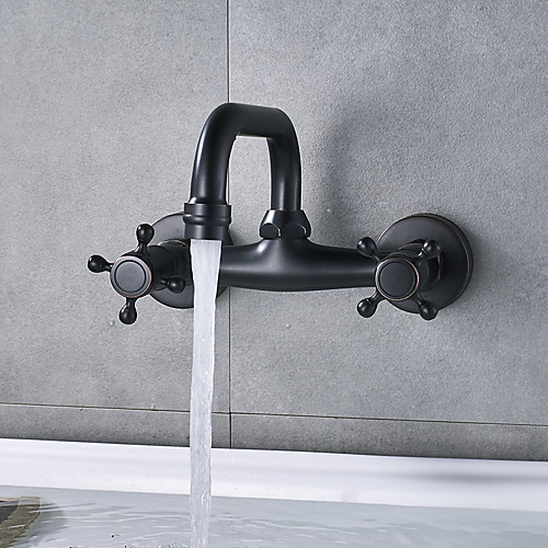 

Bathroom Sink Faucet - Wall Mount Oil-rubbed Bronze Centerset Single Handle Two HolesBath Taps