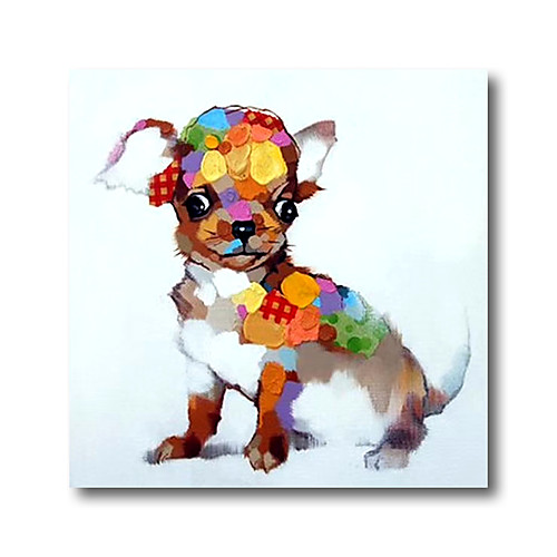 

Oil Painting Hand Painted Square Animals Pop Art Modern Stretched Canvas