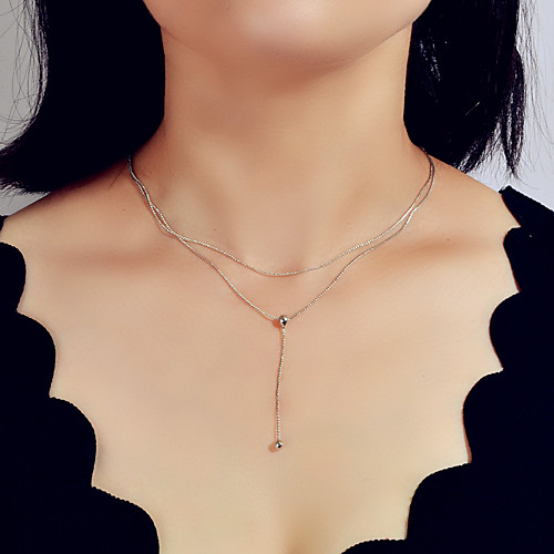 

Women's Layered Necklace Alloy Silver 39 cm Necklace Jewelry For Festival