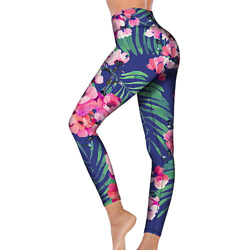 

21Grams Women's High Waist Yoga Pants Cropped Leggings Tummy Control Butt Lift Breathable Dark Navy Fitness Gym Workout Running Winter Sports Activewear High Elasticity