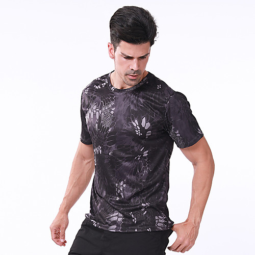 

Men's Camouflage Hunting T-shirt Outdoor Breathable Quick Dry Ventilation Fast Dry Spring Summer Solid Colored Camo Top Polyester Short Sleeve Camping / Hiking Hunting Fishing Desert Camouflage ACU CP