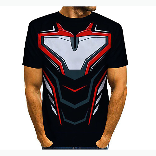 

Men's T shirt 3D Print 3D Cartoon 3D Print Short Sleeve Daily Tops Casual Fashion Black