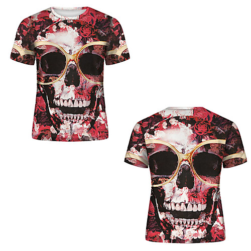 

Men's T shirt 3D Print 3D Rivet Mesh Short Sleeve Casual Tops Red
