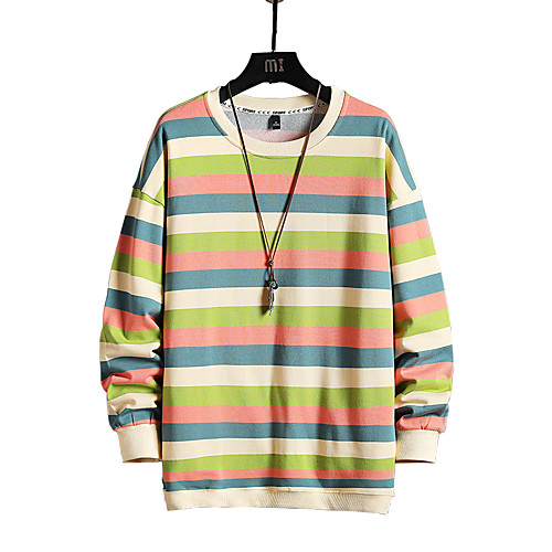 

Men's Sweatshirt Pullover Stripe Crew Neck Stripes Sport Athleisure Sweatshirt Top Long Sleeve Warm Soft Comfortable Everyday Use Casual Daily