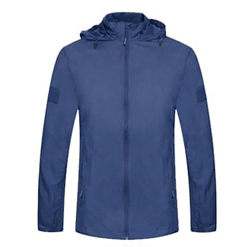 

Men's Hunting Jacket Outdoor Waterproof Windproof Ultra Light (UL) Wearproof Summer Solid Colored Polyester Blue Grey Khaki