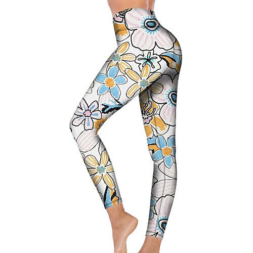 

21Grams Women's High Waist Yoga Pants Cropped Leggings Tummy Control Butt Lift Breathable White Fitness Gym Workout Running Winter Sports Activewear High Elasticity