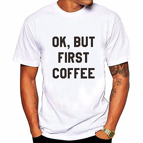 

Men's Unisex T shirt Hot Stamping Letter Plus Size Print Short Sleeve Daily Tops 100% Cotton Basic Casual Deep Blue White / Black White
