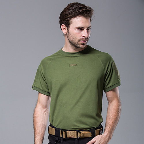 

Men's Running T-Shirt Camouflage Hunting T-shirt Military Tactical Shirt Outdoor Breathable Quick Dry Ventilation Fast Dry Summer Solid Colored Top Cotton Short Sleeve Camping / Hiking Hunting Fishing
