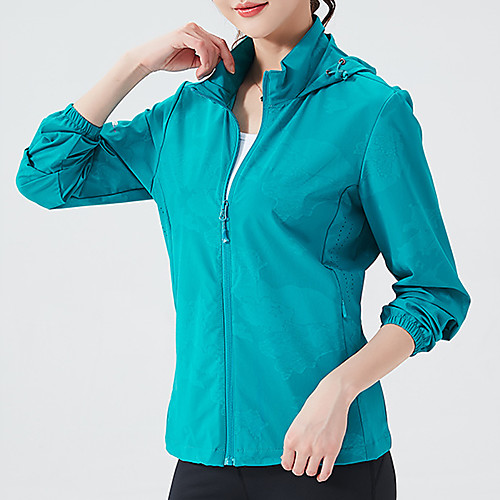 

Women's Hiking Skin Jacket Hiking Windbreaker Outdoor Solid Color Packable Waterproof Lightweight UV Sun Protection Outerwear Jacket Top Elastane Full Length Visible Zipper Fishing Climbing Running