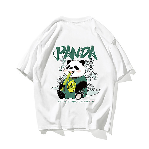 

Men's Unisex T shirt Hot Stamping Panda Animal Plus Size Print Short Sleeve Daily Tops 100% Cotton Basic Casual White Black