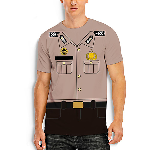 

Men's T shirt 3D Print 3D Cartoon 3D Print Short Sleeve Daily Tops Casual Fashion Brown