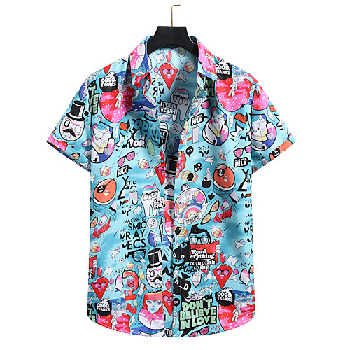 

Men's Shirt 3D Print Graphic Prints Print Short Sleeve Vacation Tops Blushing Pink