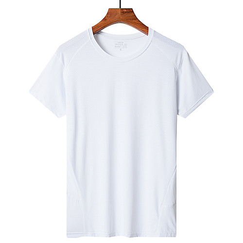 

Men's T shirt Hiking Tee shirt Short Sleeve Crew Neck Tee Tshirt Top Outdoor Lightweight Breathable Quick Dry Soft Summer Nylon Chinlon Solid Color White Black Blue Fishing Climbing Running