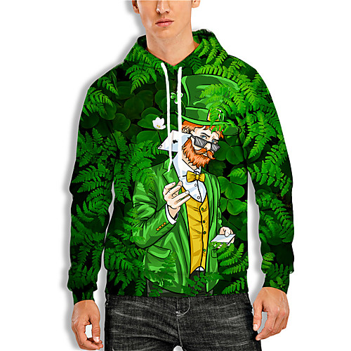 

Men's Pullover Hoodie Sweatshirt Graphic Prints Character Saint Patrick Day Print Daily Holiday 3D Print 3D Print Hoodies Sweatshirts Green