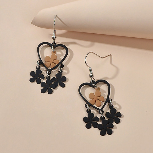 

Women's Drop Earrings Geometrical Petal Stylish Earrings Jewelry Black For Date Festival