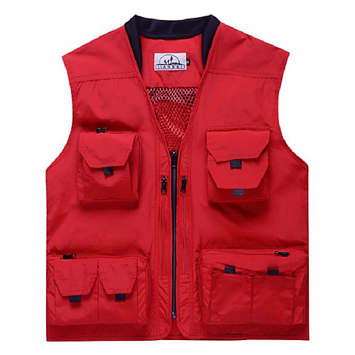 

Men's Hiking Vest / Gilet Fishing Vest Sleeveless Vest / Gilet Top Outdoor Lightweight Breathable Quick Dry Sweat wicking Summer Nylon Solid Color White Black Red Fishing Climbing Running