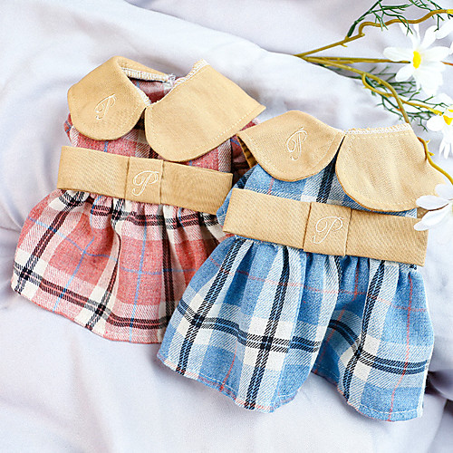 

Dog Cat Dress Plaid Basic Adorable Cute Dailywear Casual / Daily Dog Clothes Puppy Clothes Dog Outfits Breathable Blue Pink Costume for Girl and Boy Dog Polyester XS S M L XL
