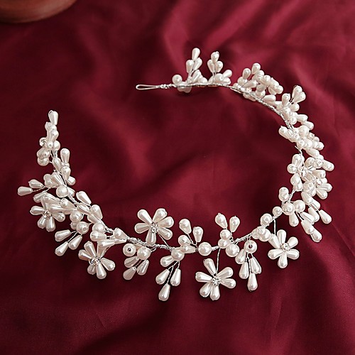 

Wedding Bridal Aluminum-magnesium alloy Headdress with Imitation Pearl 1 Piece Wedding / Special Occasion Headpiece