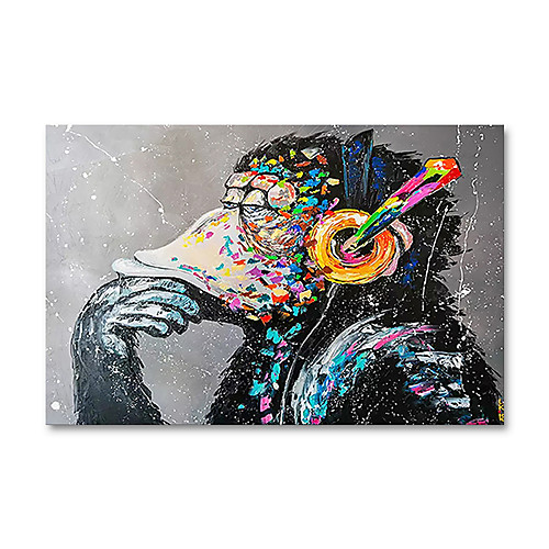 

Oil Painting Hand Painted Horizontal Animals Pop Art Modern Stretched Canvas