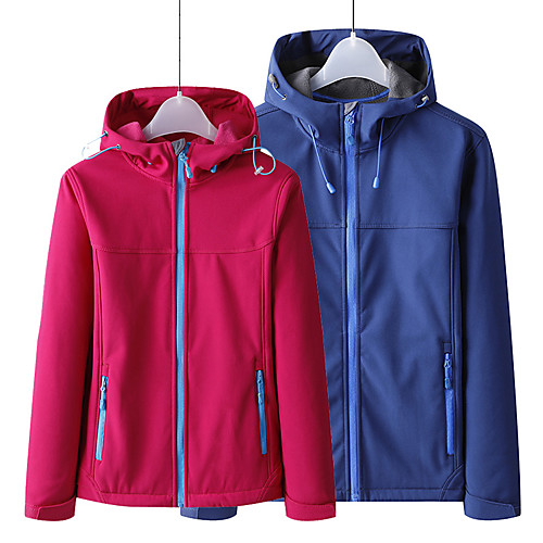 

Men's Hiking Softshell Jacket Hiking Fleece Jacket Winter Outdoor Solid Color Waterproof Lightweight Windproof Breathable Jacket Top Fishing Climbing Running Dark Grey Black Blue / Warm / Quick Dry