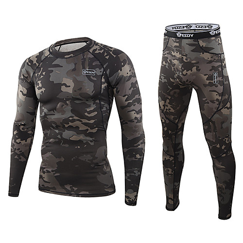 

Men's Hunting Jacket with Pants Outdoor Thermal Warm Breathability Soft Fall Spring Camo / Camouflage Elastane Polyester Black Green / 2pcs