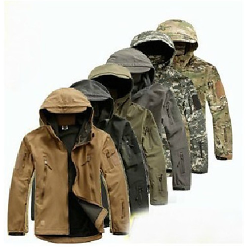 

Men's Hunting Jacket Outdoor Waterproof Windproof Wearproof Fall Spring Summer Solid Colored Camo Polyester Jungle camouflage Mud Color Ocean Digital