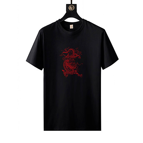

Men's T shirt Other Prints Graphic Short Sleeve Casual Tops 100% Cotton Basic White Black Blue
