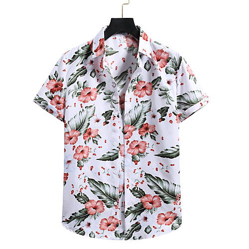 

Men's Shirt 3D Print Graphic Prints Print Short Sleeve Vacation Tops White