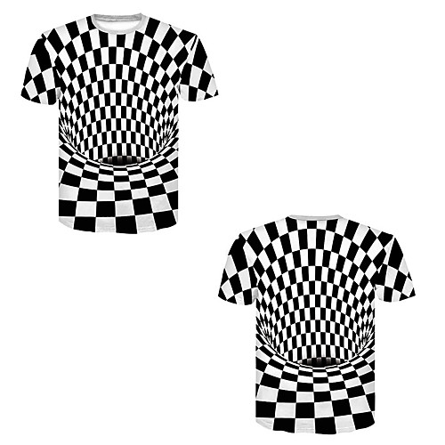 

Men's T shirt 3D Print 3D Rivet Mesh Short Sleeve Casual Tops Black / White