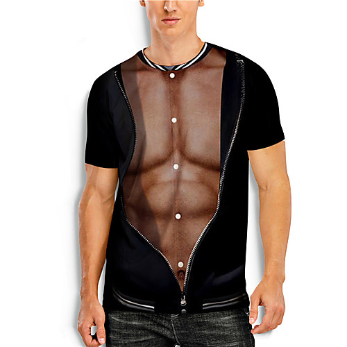 

Men's T shirt 3D Print Cartoon 3D 3D Print Short Sleeve Daily Tops Casual Fashion Black