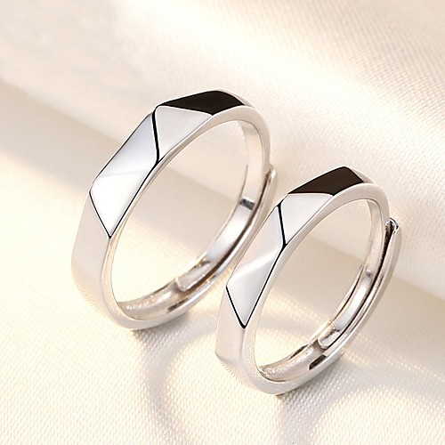 

Couple Rings Geometrical Silver S925 Sterling Silver Love Precious Elegant Fashion 1 Pair Adjustable / Couple's / Adjustable Ring