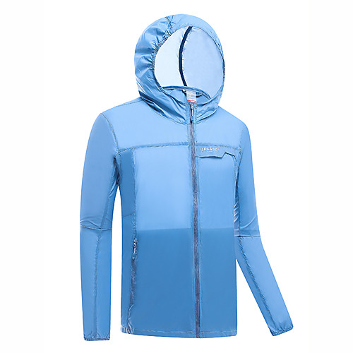 

Men's Hiking Skin Jacket Hiking Windbreaker Outdoor Solid Color Packable Lightweight UV Sun Protection Windproof Outerwear Jacket Top Single Slider Hunting Fishing Climbing White Blue Light Grey