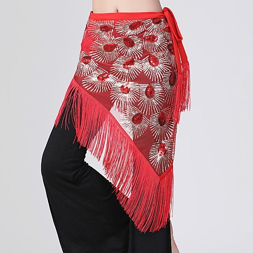 

Latin Dance Belt Pattern / Print Ruching Bandage Women's Training Performance High Tulle Sequined Polyester