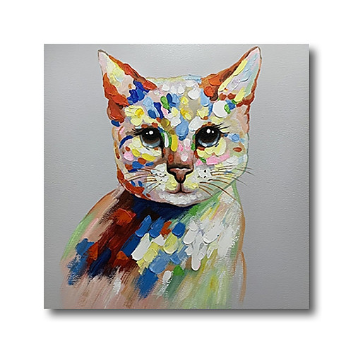 

Oil Painting Hand Painted Square Animals Pop Art Modern Stretched Canvas