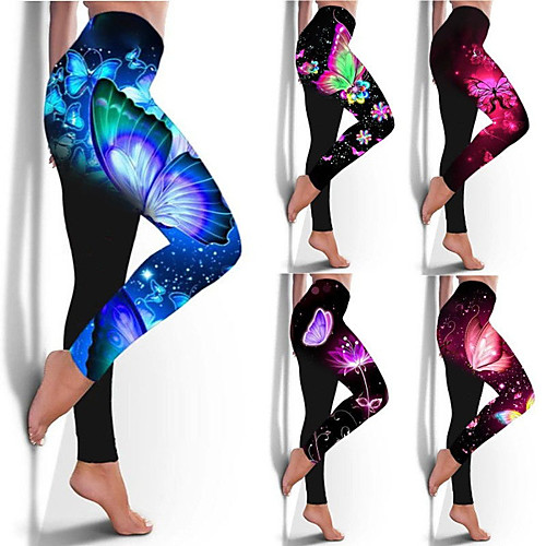 

Women's High Waist Yoga Pants Leggings Bottoms Tummy Control Butt Lift Breathable White Purple Red Yoga Fitness Gym Workout Winter Sports Activewear Stretchy / Athletic / Athleisure